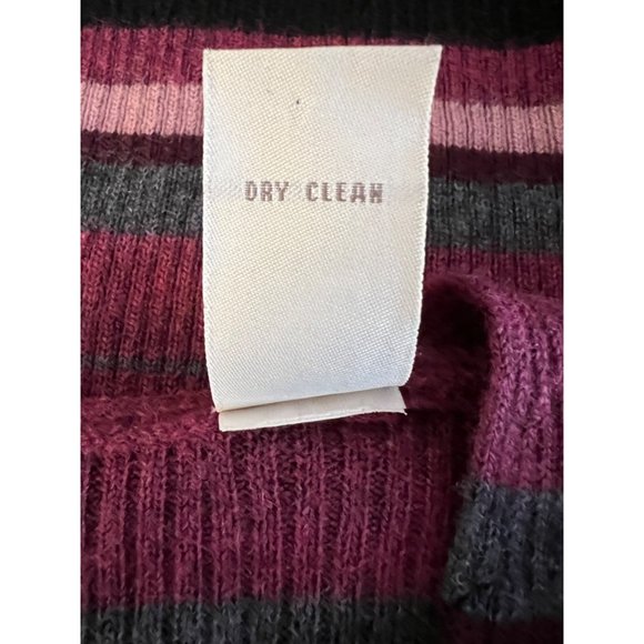 Valerie Stevens Separates Large Wool Sweater Purple Striped Long Sleeve FLAW - Picture 13 of 16